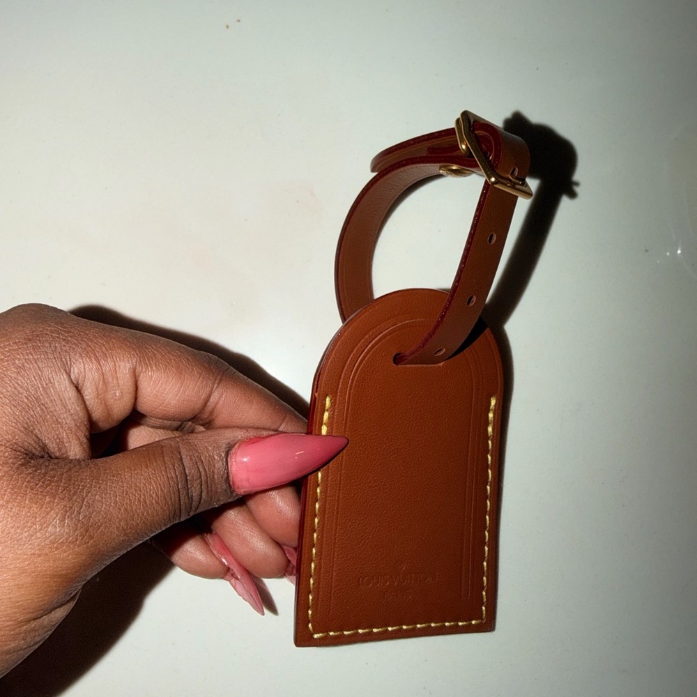 Louis Vuitton Tan Luggage Tag with Gold Buckle